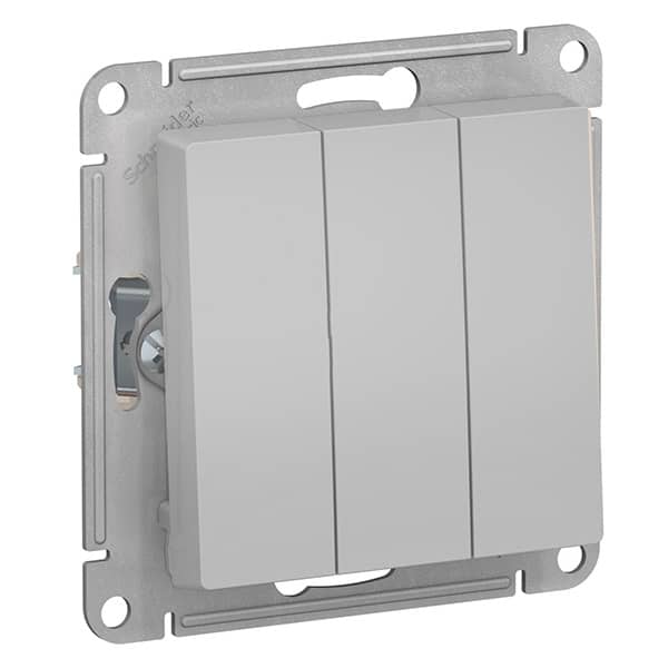 Выключатель 3-кл. СП AtlasDesign 10А IP20 (сх. 5) 10AX механизм алюм. SE ATN000331