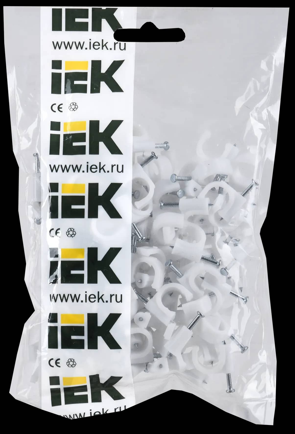 Скоба круглая пласт 10мм (100шт/упак) IEK (1/50/250)