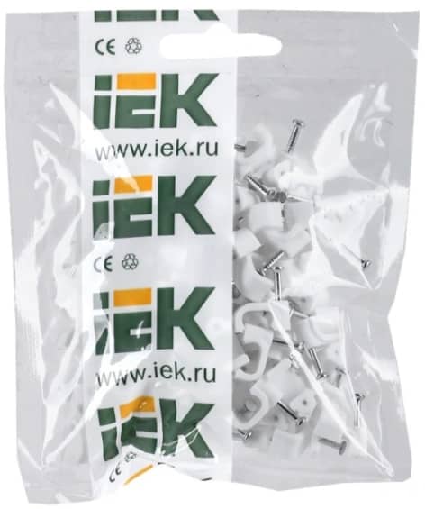 Скоба круглая пласт 7мм (100шт/упак) IEK (1/50/450)