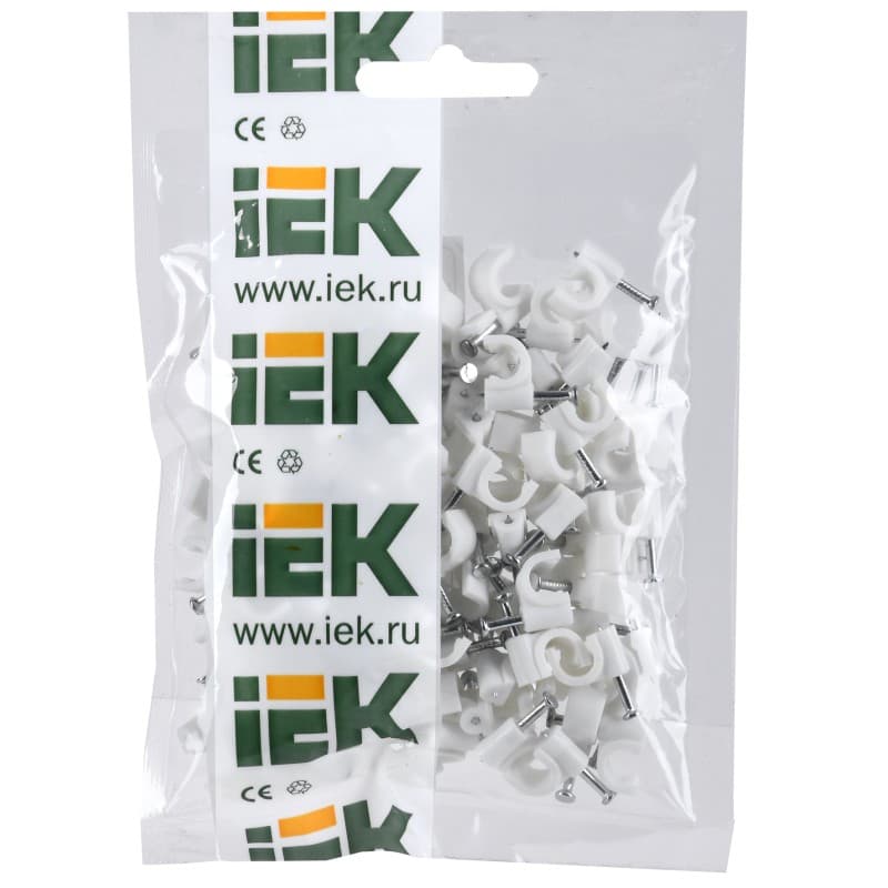 Скоба круглая пласт 6мм (100шт/упак) IEK (1/50/450)