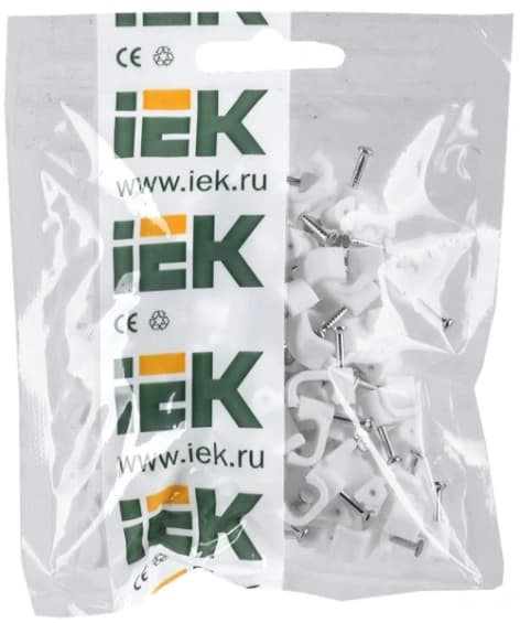 Скоба круглая пласт 7мм (100шт/упак) IEK (1/50/450)