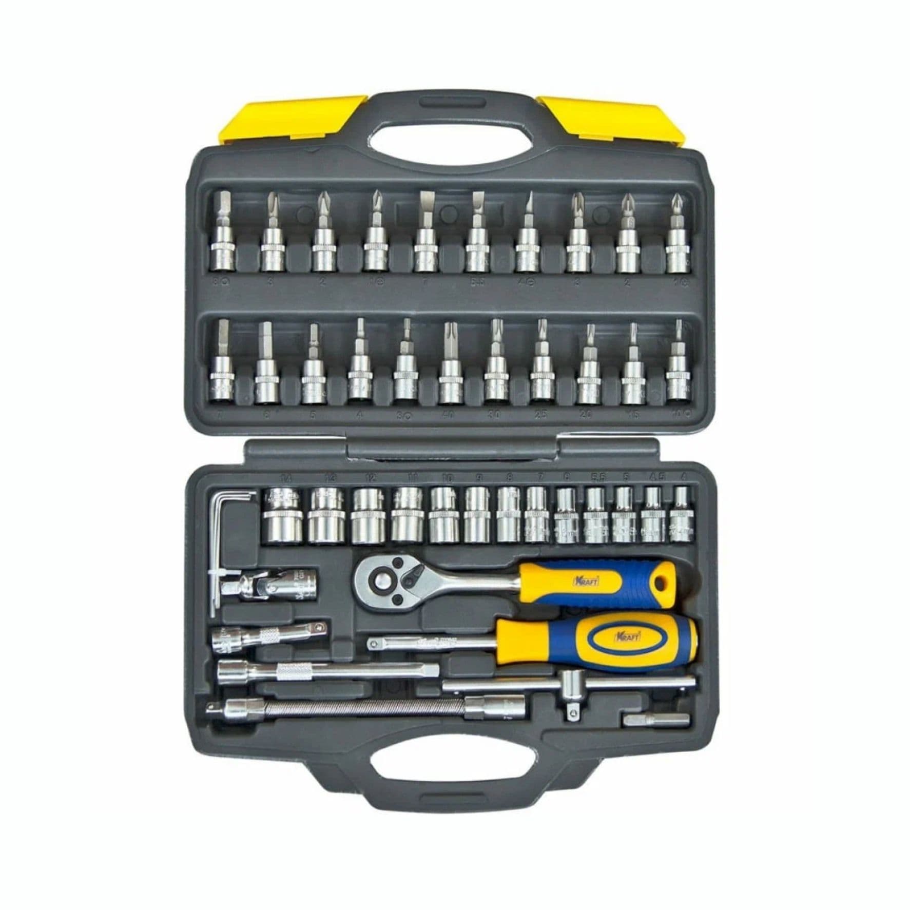 Набор инструмента 1/4"Dr 46 предметов (пластиковый кейс+блистер) Kraft (арт. KT700618)