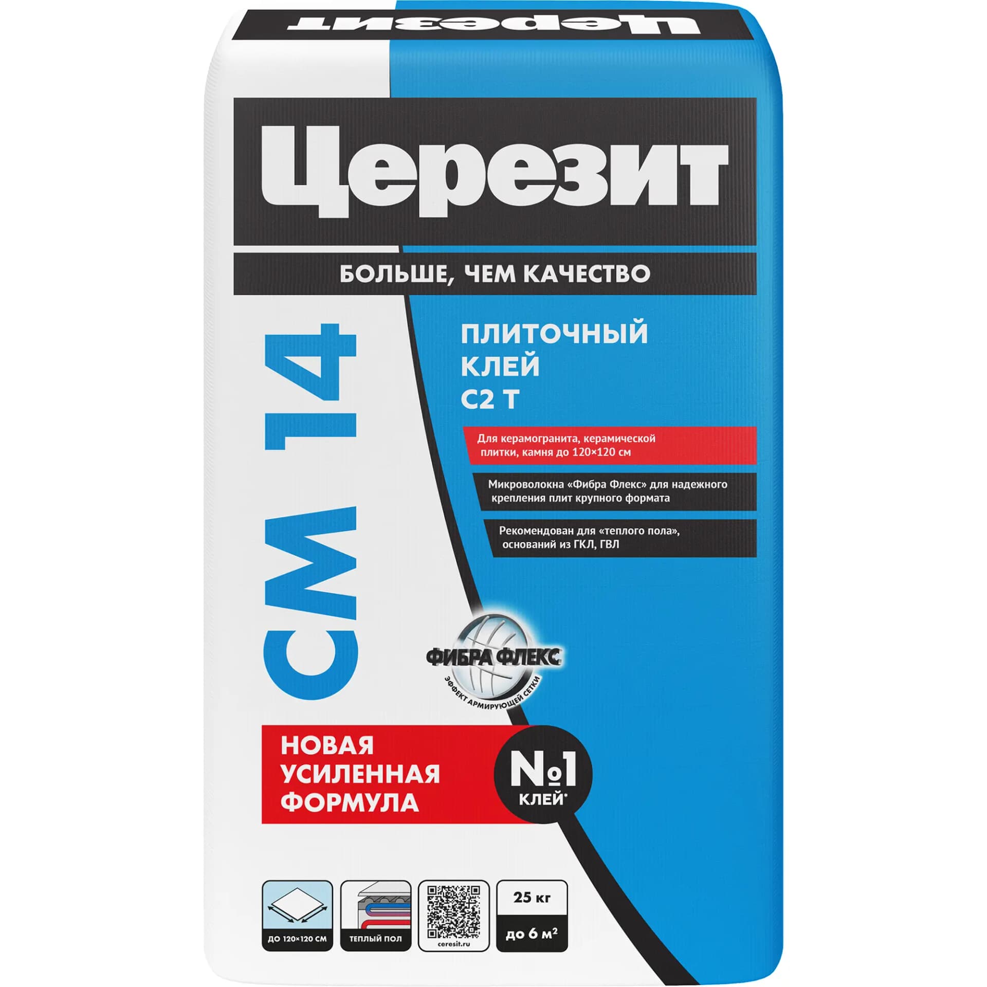 Клей цементный Ceresit CM-14 для керам. плитки и керамогранита для наружных/внутренних работ 25кг/48