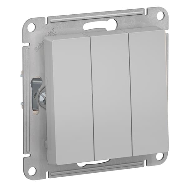 Выключатель 3-кл. СП AtlasDesign 10А IP20 (сх. 5) 10AX механизм алюм. SE ATN000331