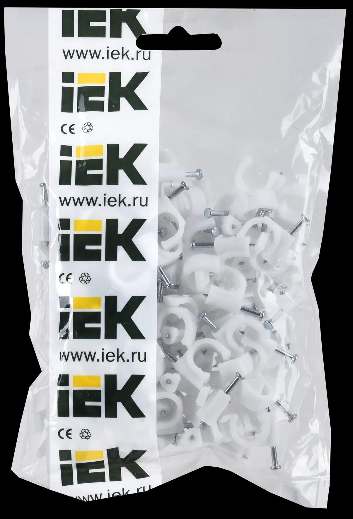 Скоба круглая пласт 10мм (100шт/упак) IEK (1/50/250)