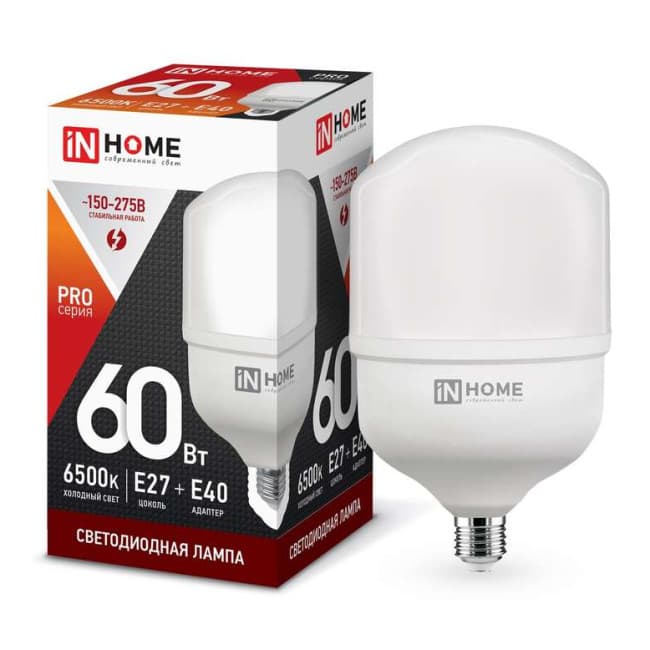 Лампа светодиодная LED-HP-PRO60Вт 230В 6500К E27 5400Лм IN HOME 4690612031132 RS