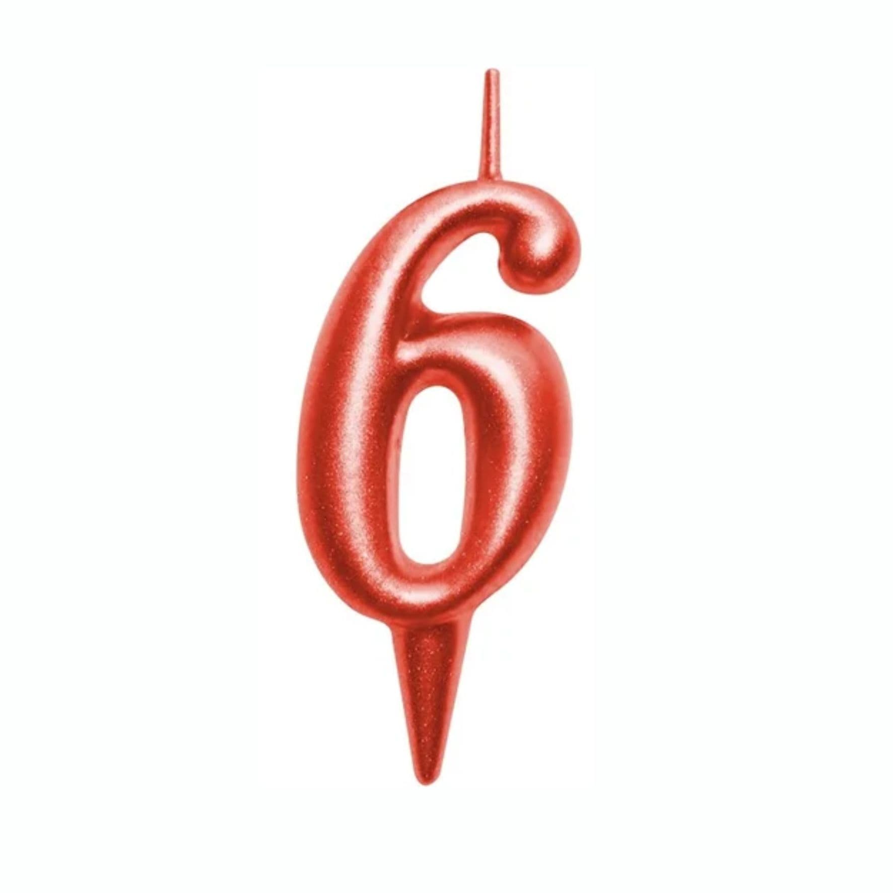 Свеча для торта "Овал" цифра 6 (красный) МС5-36