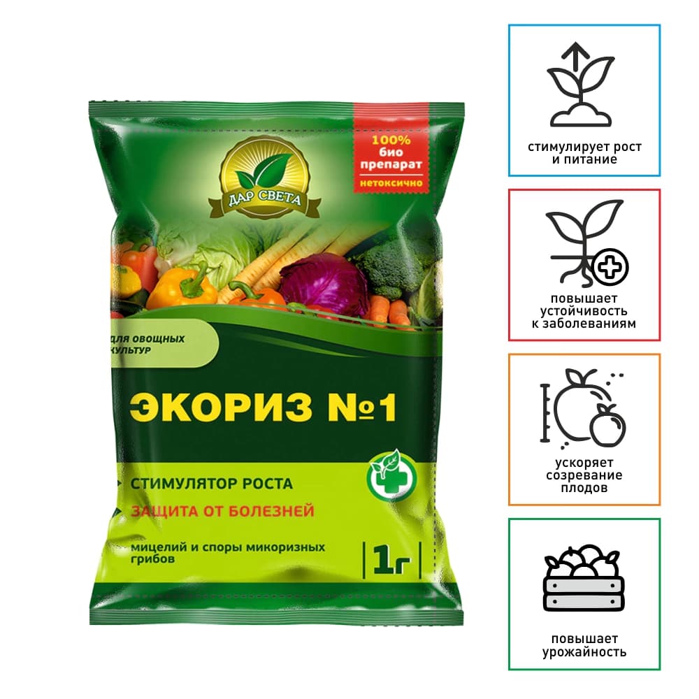 Стимулятор роста ДАР СВЕТА® Экориз №1 для овощных культур 1г