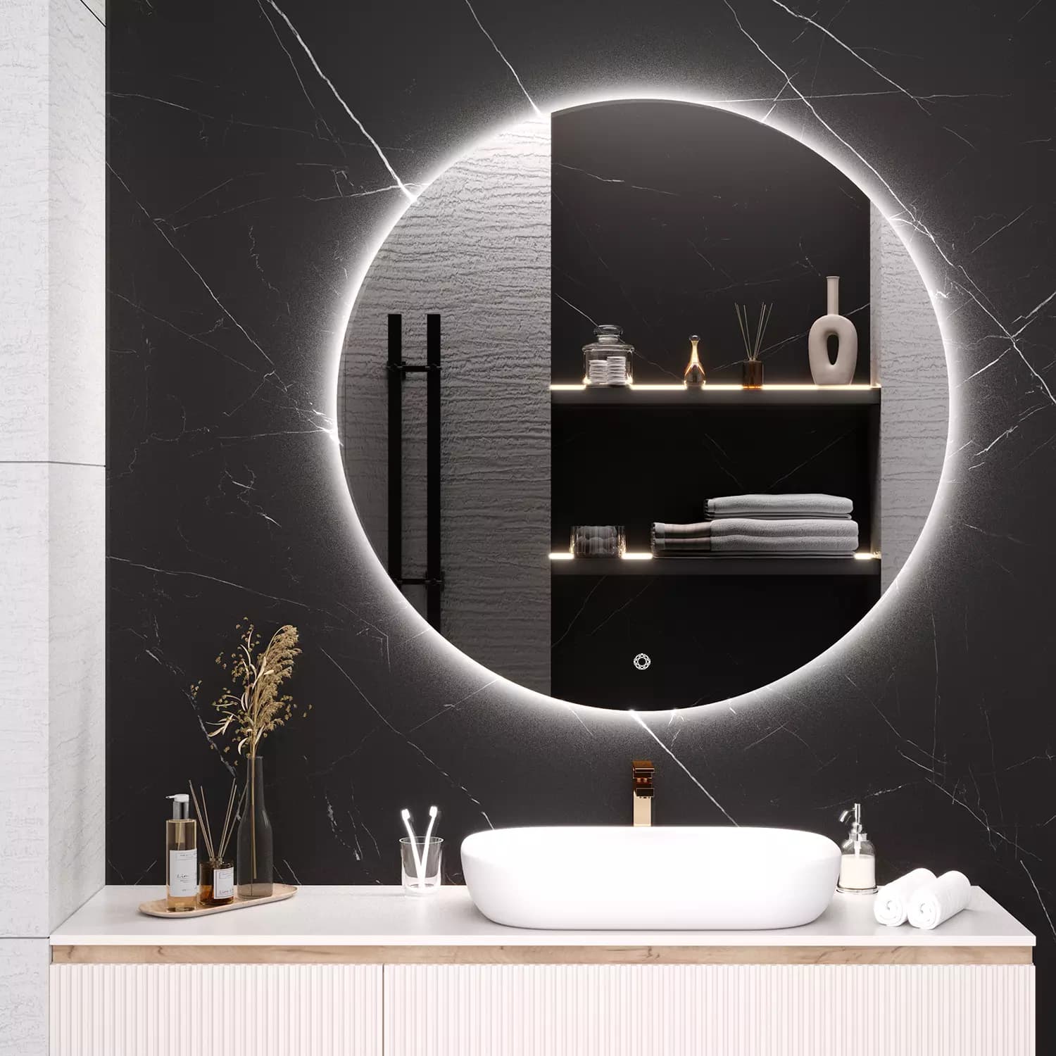 Зеркало LED-подсв.65 круглое сенсор. выкл. Milan/AQUA DE MARCO