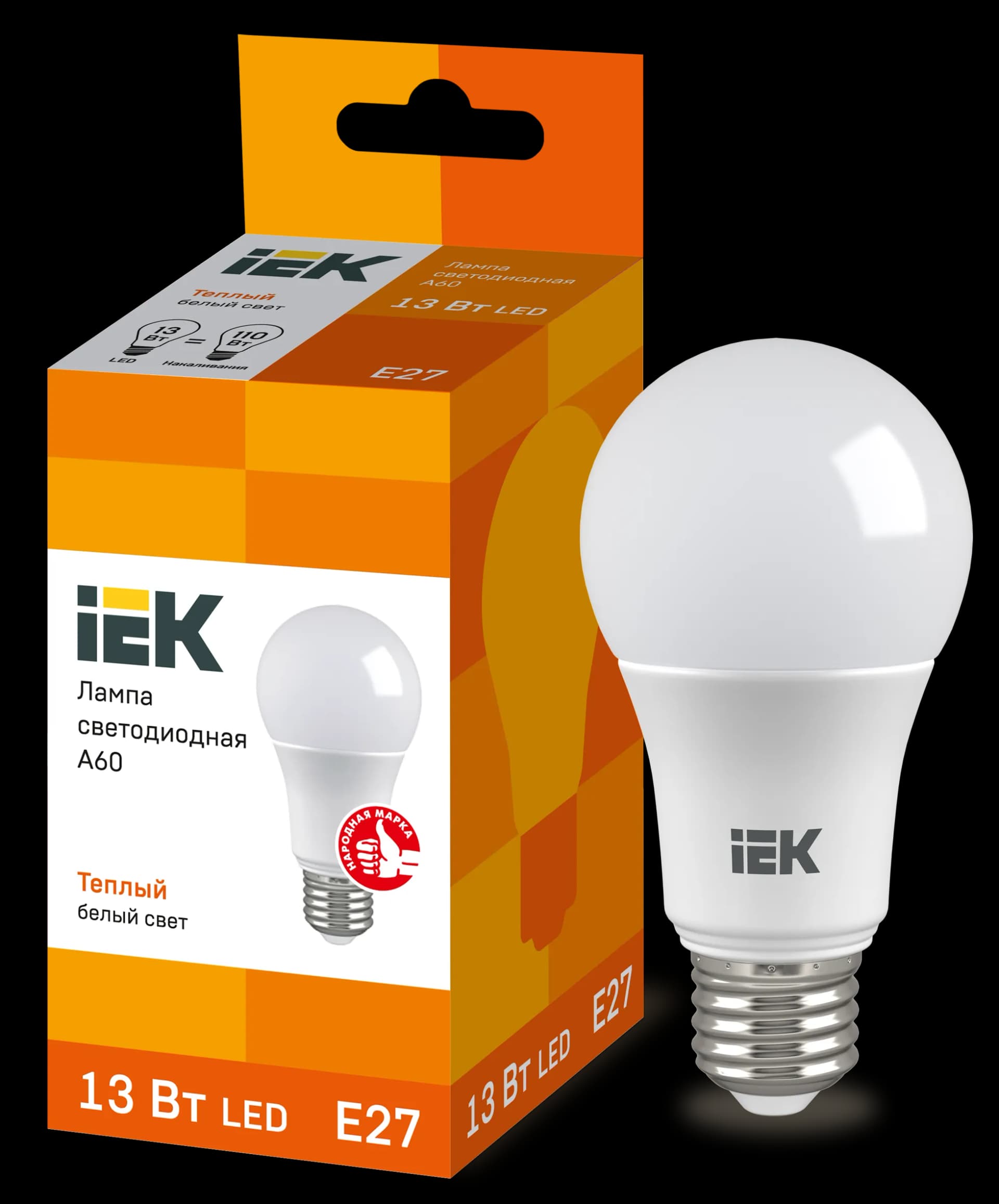 Лампа IEK светодиод 13Вт груша А60 Е27 3000К 1170Лм матовая IEK (10/100)