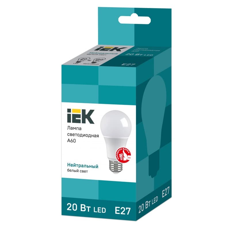 Лампа IEK светодиод 20Вт груша A70 Е27 4000К 1800Лм матовая IEK (10/100)