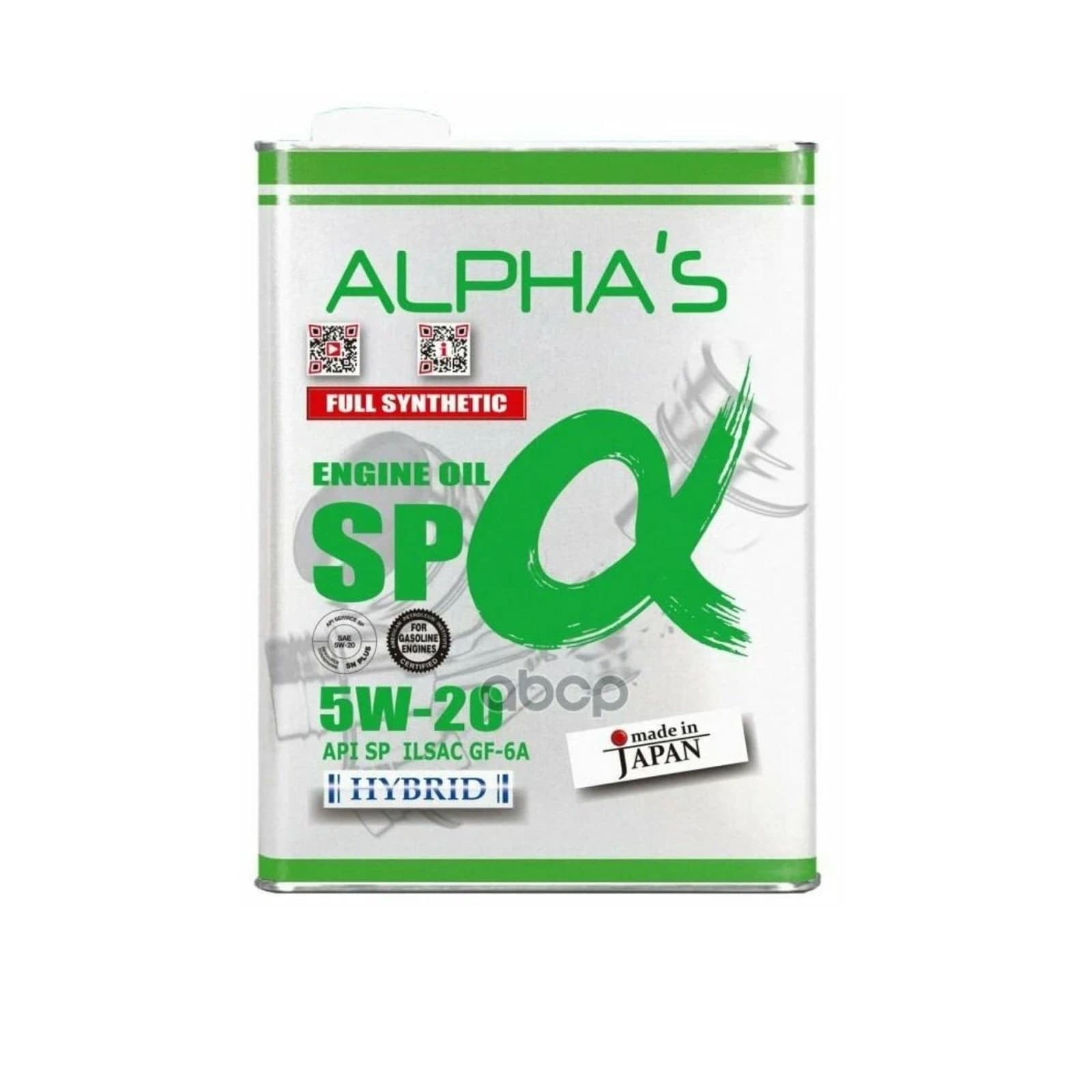 Масло моторное 5W-20, 4 л (синтетика) Alphas SP/GF-6A (бенз/гибр)
