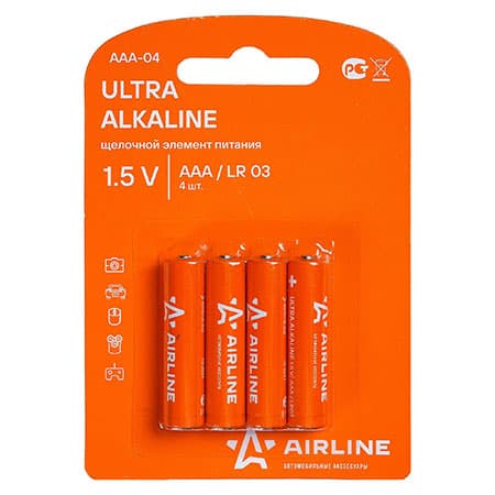 Батарейки алкалиновые AAA, 1.5В, 4 шт. Airline (арт. AAA-04)