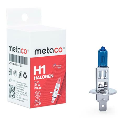 Лампа H1 12V-55W галогенная Metaco (арт. 9510-H1-100) цвет синий
