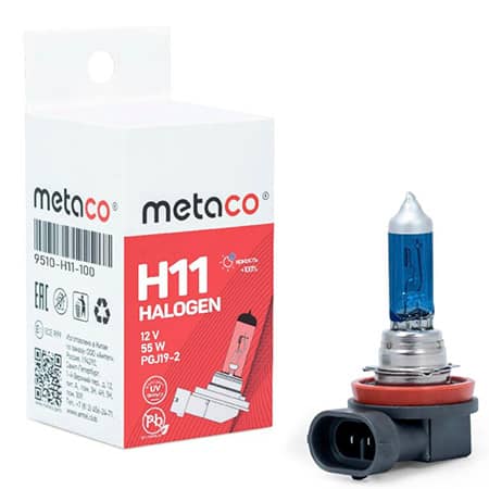 Лампа H11 12V-55W галогенная Metaco цвет синий