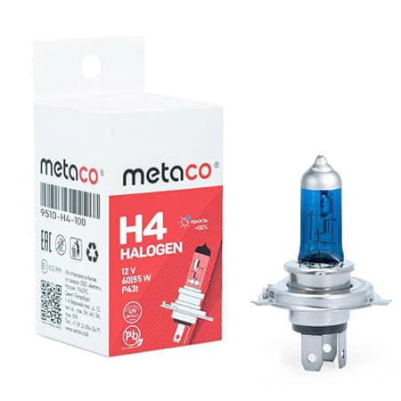 Лампа H4 12V-60/55W галогенная цвет синий Metaco