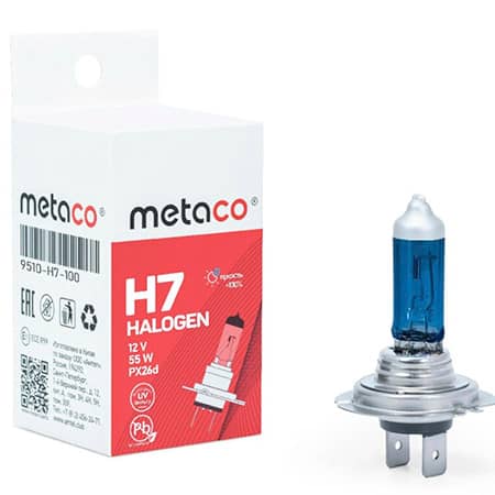 Лампа H7 12V-55W галогенная Metaco цвет синий