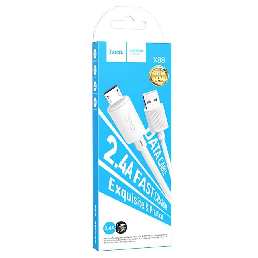 Кабель-Usb Micro HOCO Premium X88, белый