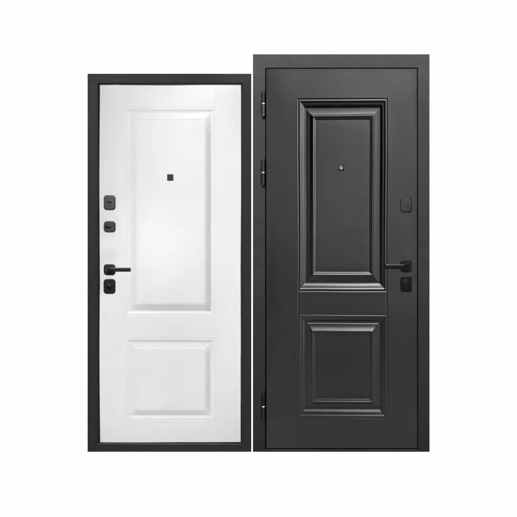 Дверь мет. 9 см Муар Черный 2 квадрата Белый Клен (860 L)