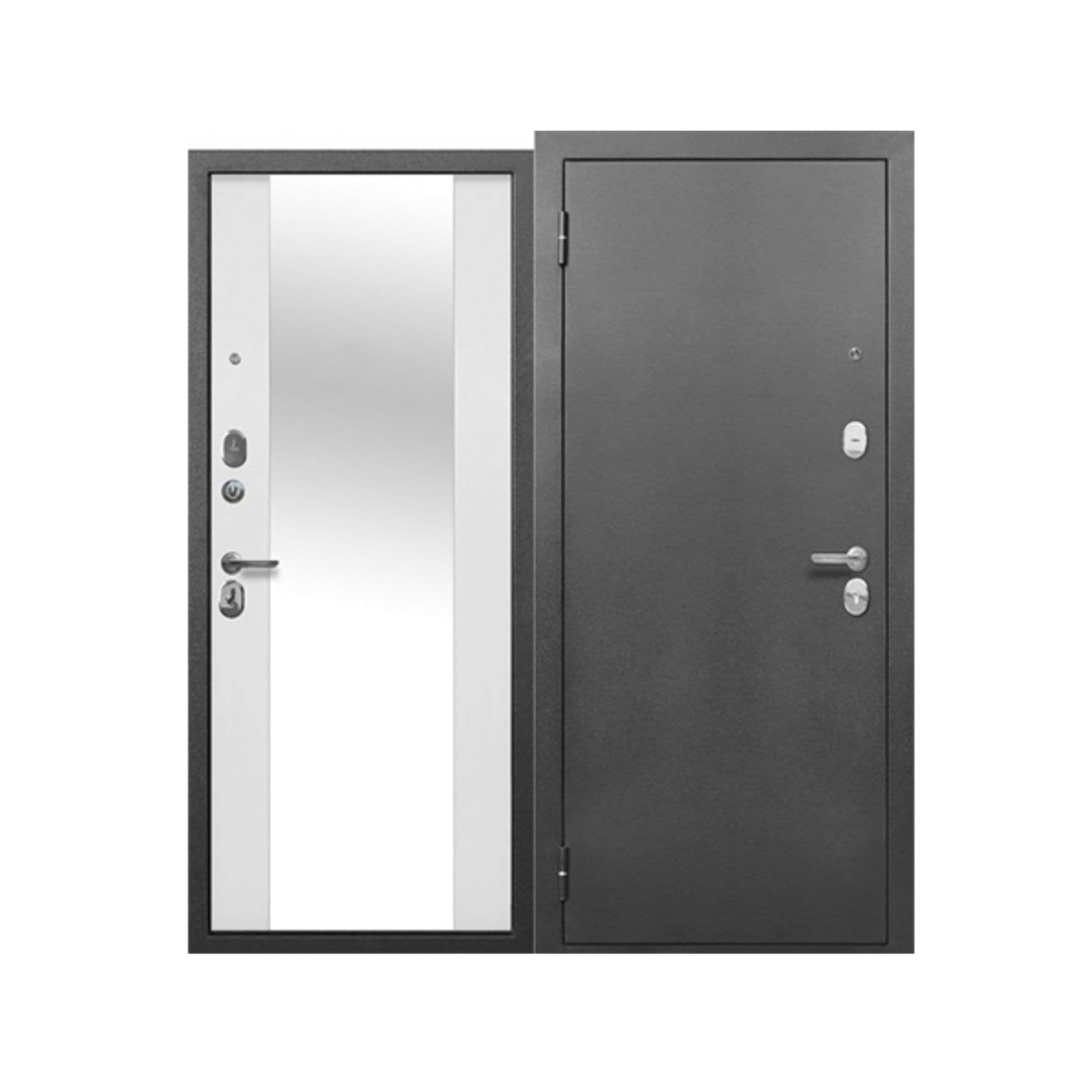 Дверь мет. Тайга 7 см Зеркало Серебро / Дверь мет. ДМ-5 (960 L)