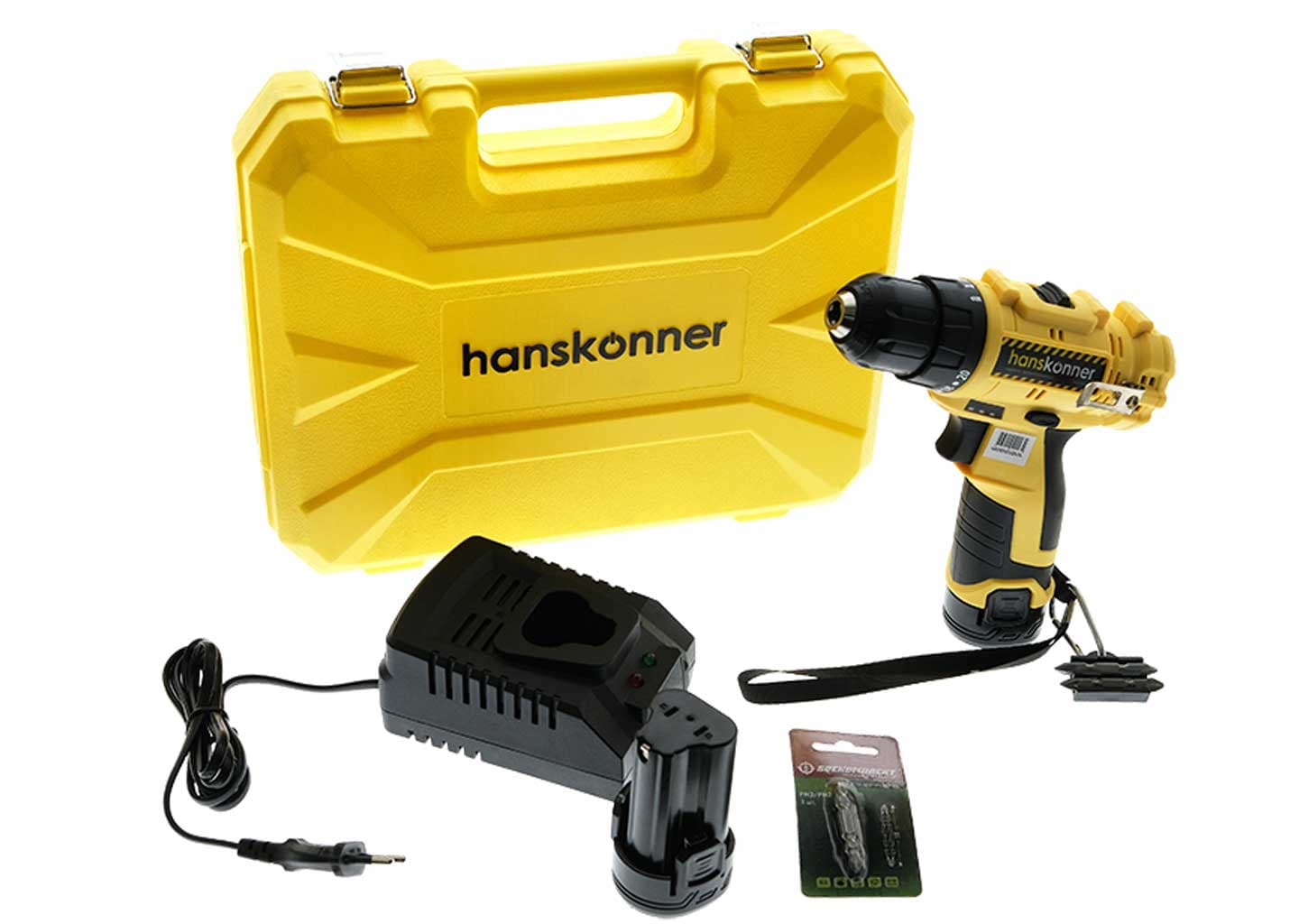Аккумуляторная дрель-шуруповерт Hanskonner б/щ HCD1230R 12В + кейс