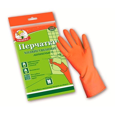 Перчатки латексные Умничка, оранжевый (размер M) K01MPU-M