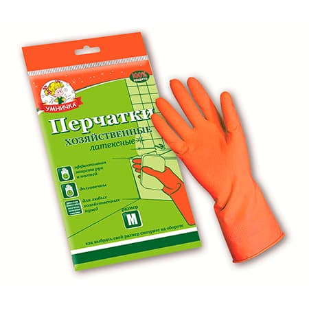 Перчатки латексные Умничка, оранжевый (размер XL) K12MPU-XL