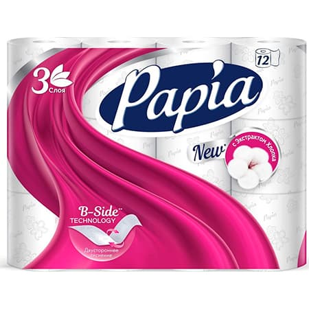 Бумага туалетная Papia 3-х сл. (12 рул.)
