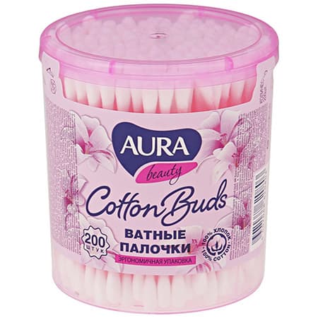 Ватные палочки Aura 200 шт. в стакане 58825/56300