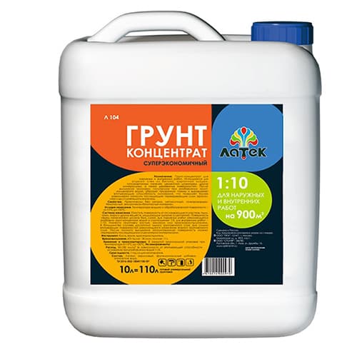 Грунт-концентрат "ЛАТЕК" 1:10 для наружных и внутренних работ 10л. Л 104/60