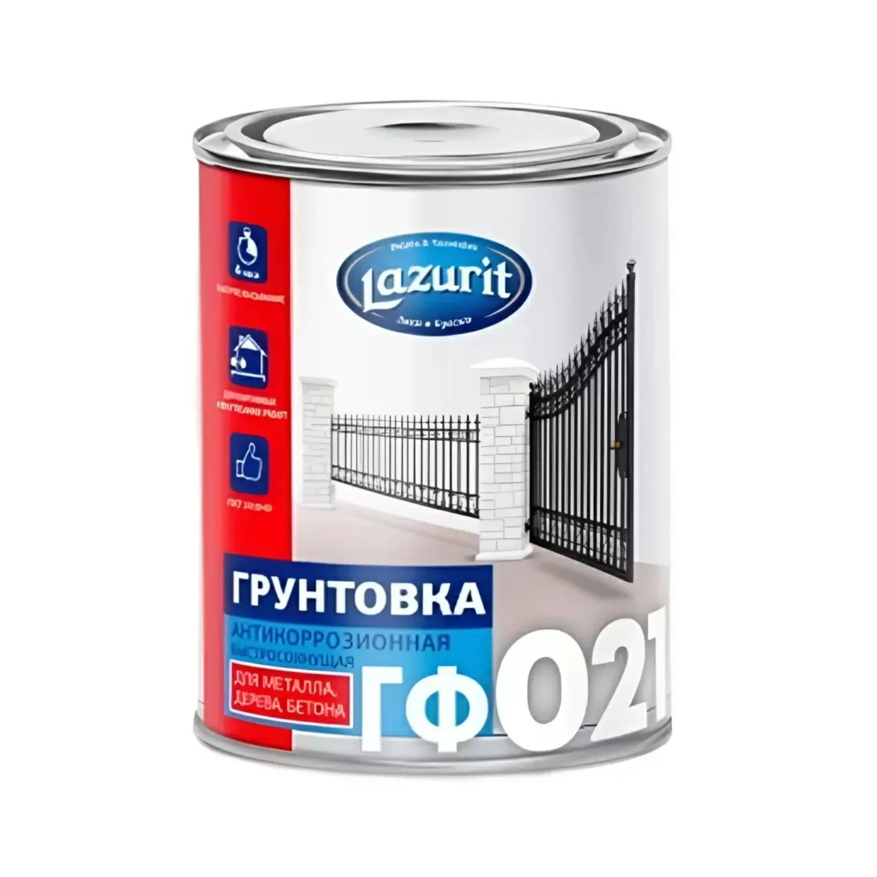 Грунтовка антикоррозионная Lazurit для наружных и внутренних работ 1кг серая ГФ-021/14