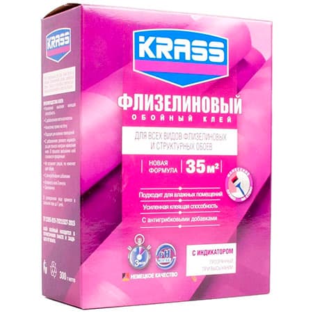 Клей для всех видов флизелиновых и структурных обоев KRASS Флизелиновый 300г./12