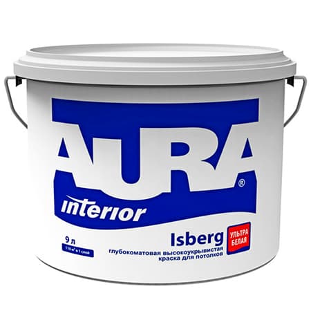 Краска для потолков ультрабелая Aura Isberg 9л.