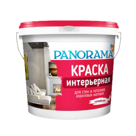 Краска интерьерная для стен и потолков супербелая "Panorama" 7кг