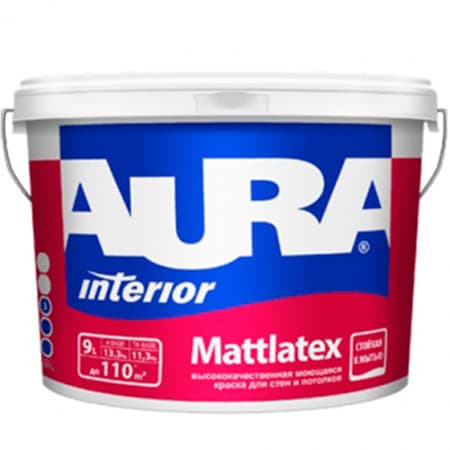Краска моющаяся для стен и потолков Aura Mattlatex 15л.