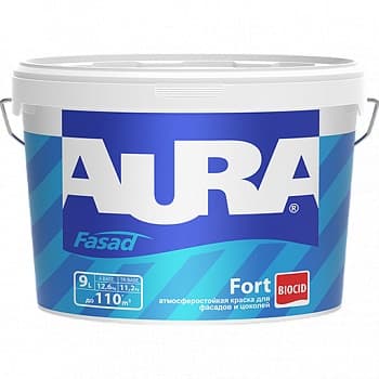Краска атмосферостойкая для фасадов и цоколей Aura Fort 2,7л.