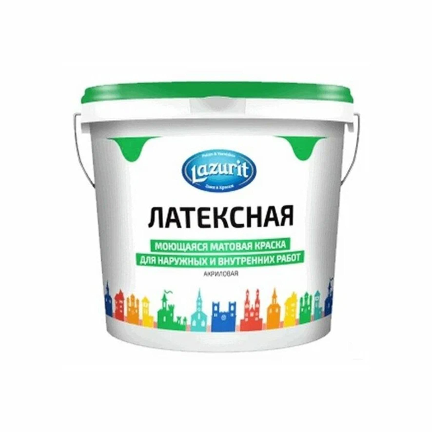 Краска латексная моющаяся для наружных и внутренних работ супербелая матовая "Lazurit" 22кг