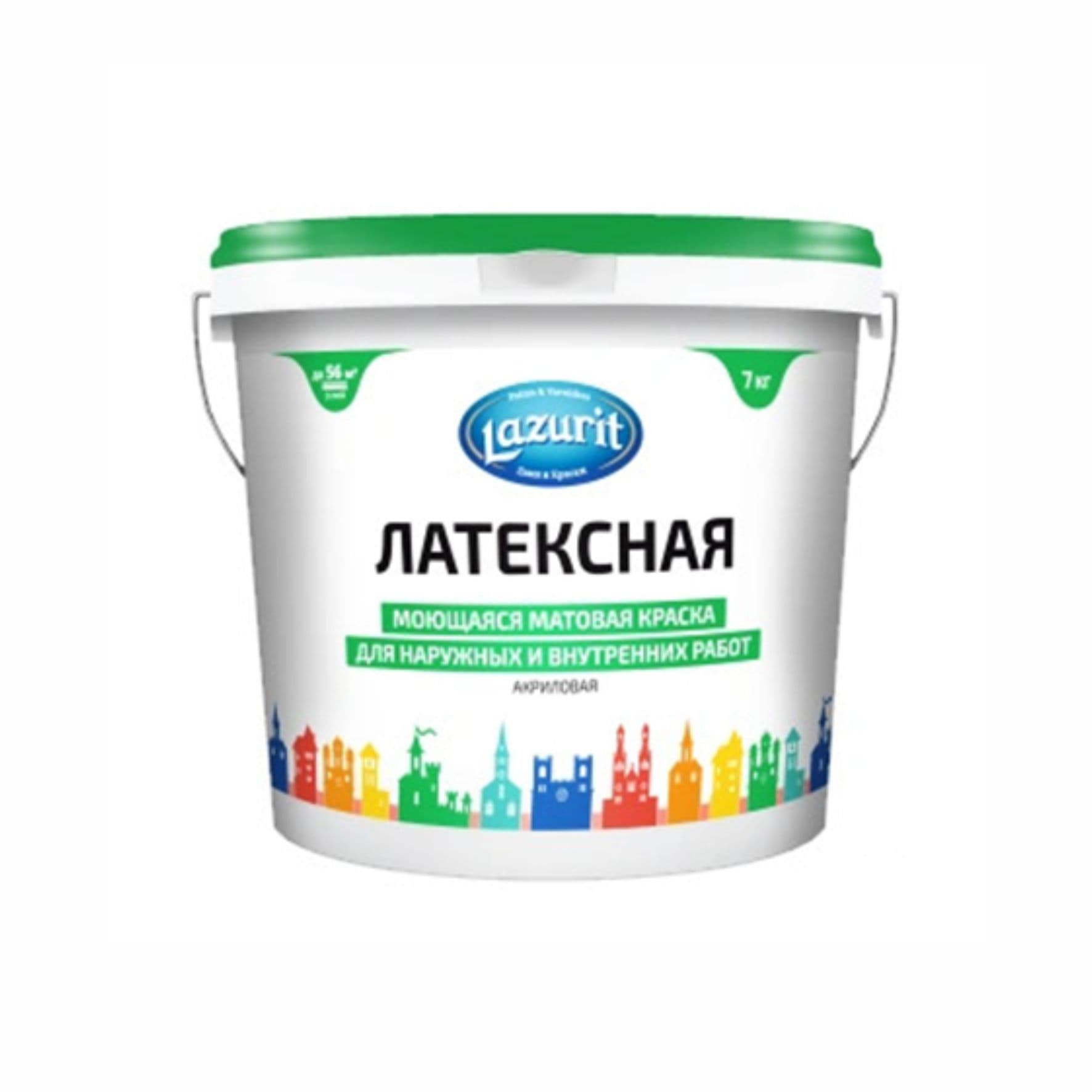 Краска латексная моющаяся для наружных и внутренних работ супербелая матовая "Lazurit" 3кг/192