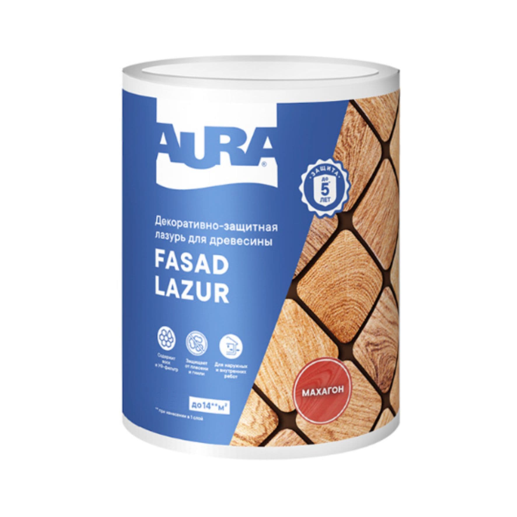 Лазурь для древесины декоративно-защитная Aura Fasad Lazur махагон 2,5л AWW019