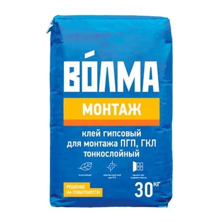 Сухая монтажная смесь гипсовая Волма Монтаж 30кг 1/45