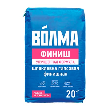 Шпаклёвка финишная гипсовая для стен и потолков Волма Финиш 20кг 1/63