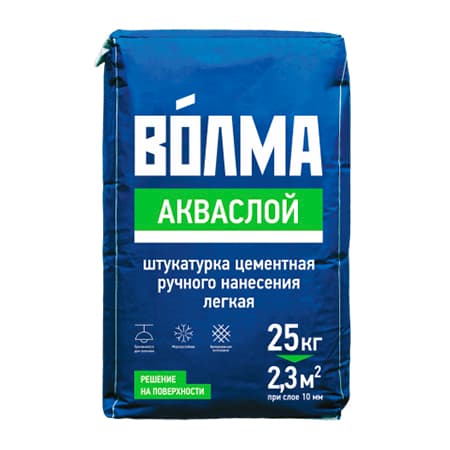 Штукатурка цементная механического нанесения для внутренних работ Волма Акваслой 25кг 1/48