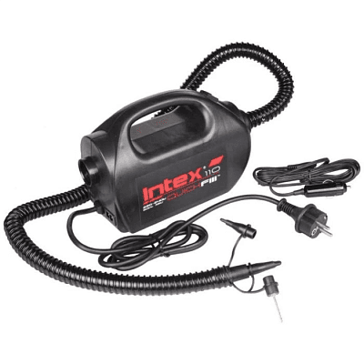 Intex, Насос электрический 12В/220В "Quick-Fill High PSI" 2-х скоростной, 400л/м, 3 насадки в