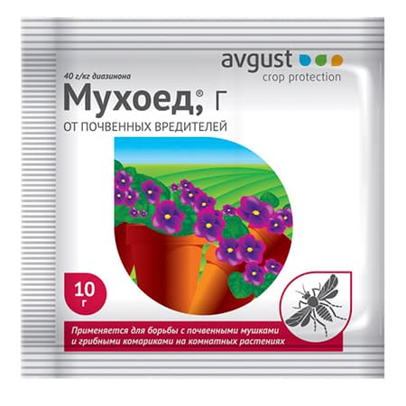 Инсектицид Август Мухоед для комнатных растений от почвенных вредителей 10г