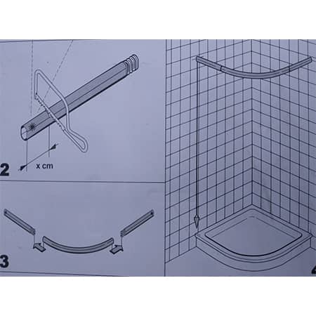 Карниз для ванной "Zalel" 90*90см,хром, дуга, алюм., без колец