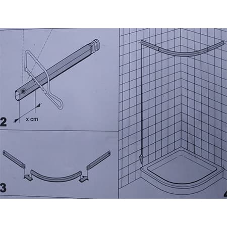 Карниз для ванной "Zalel" 90*90см,хром, дуга, алюм., без колец