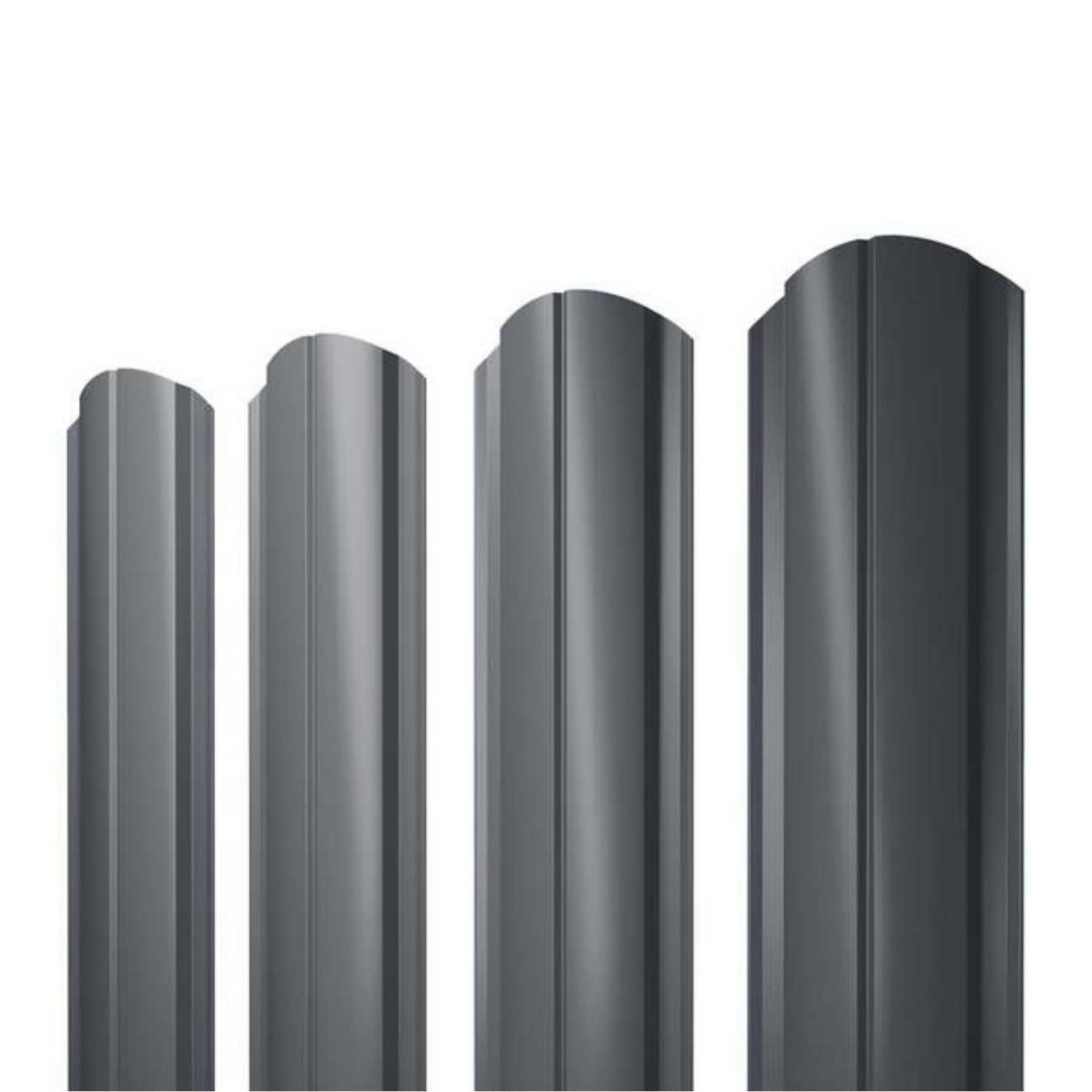 Штакетник Полукруглый Slim фигурный 0,45 PE RAL 7024 мокрый асфальт (1,5 м)