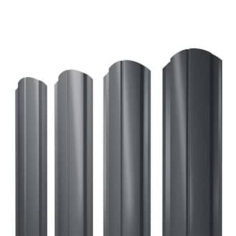 Штакетник Полукруглый Slim фигурный 0,45 PE RAL 7024 мокрый асфальт (1,6 м)