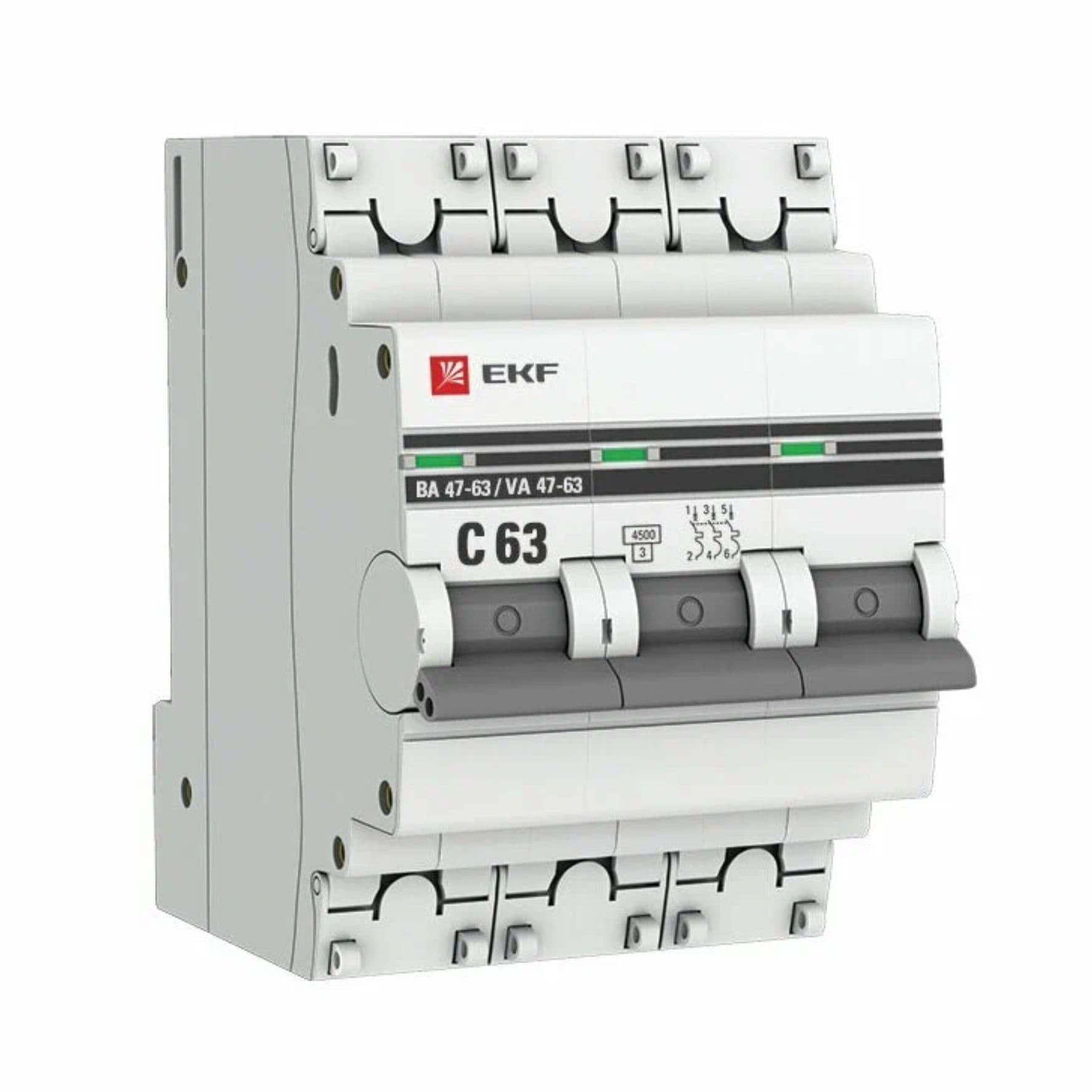 Авт. выкл. 3P 63А (C) 4,5kA ВА 47-63 EKF