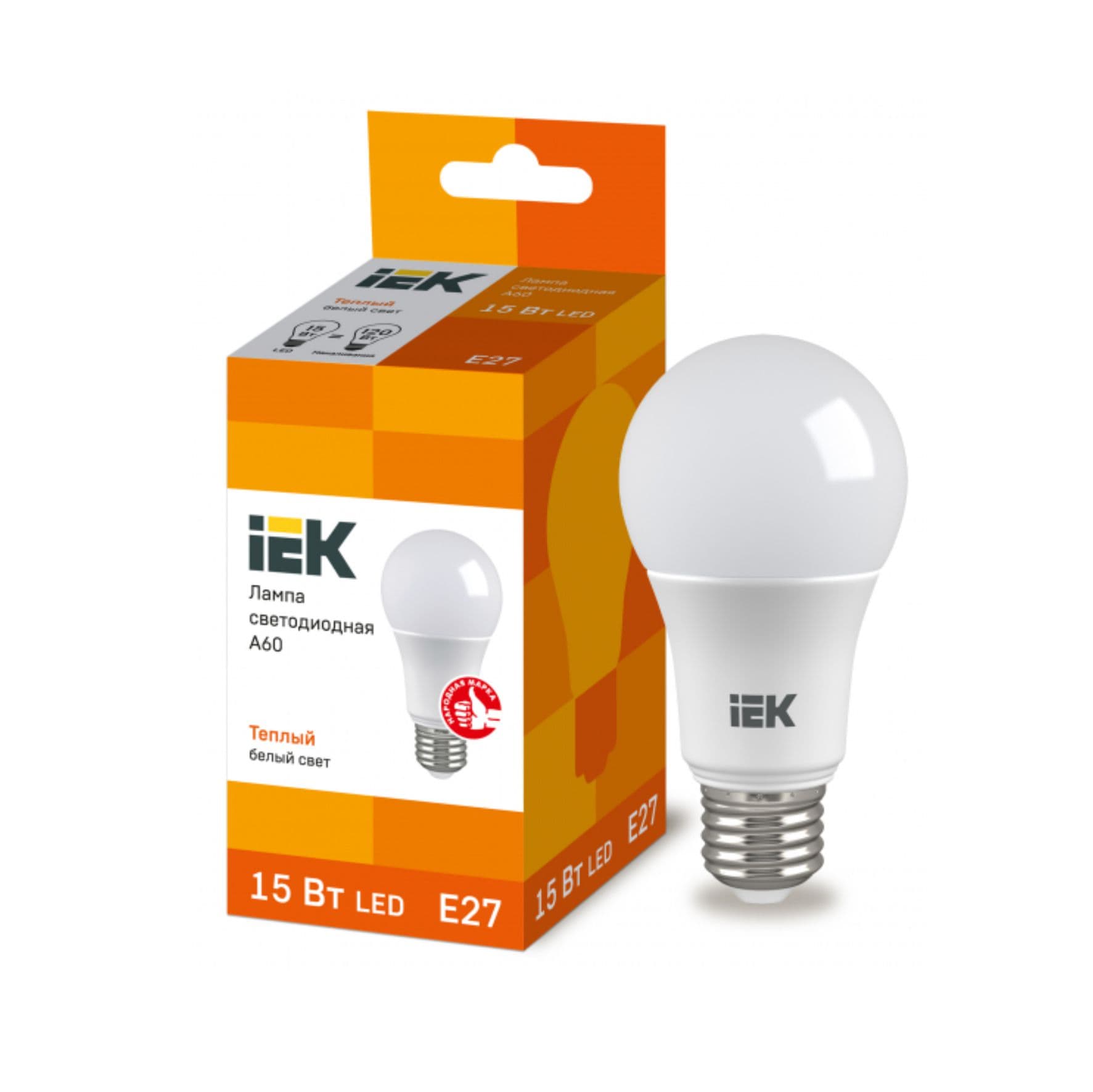 Лампа IEK светодиод 15Вт груша А60 Е27 3000К 1350Лм матовая IEK (10/100)